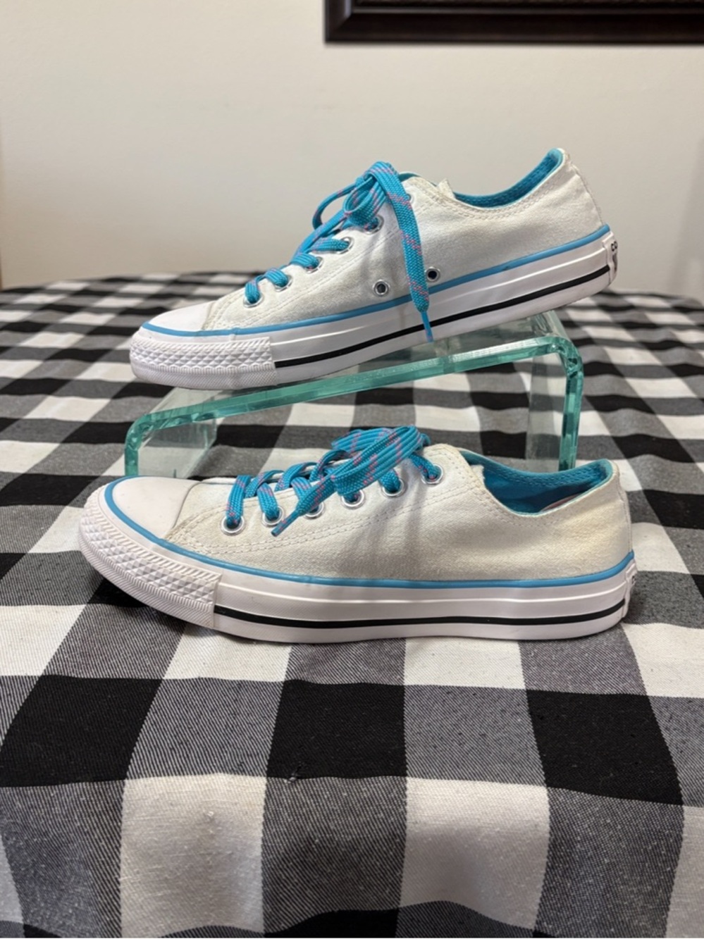 Converse All Star White Blue Low Lace Up Sneaker Shoes Women's Size 7.5 - Picture 3 of 13